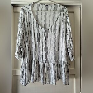 Blouse, Emery Rose (Shein) Brand, black and white, 4XL